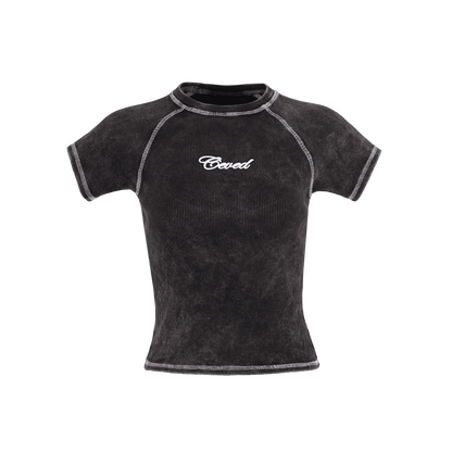 Camiseta Dama Acid Wash - Negra