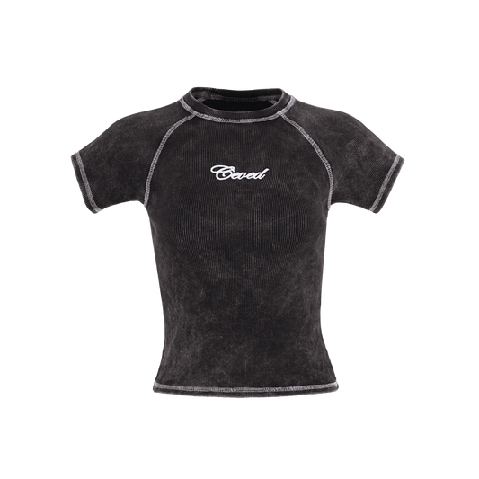 Camiseta Dama Acid Wash - Negra